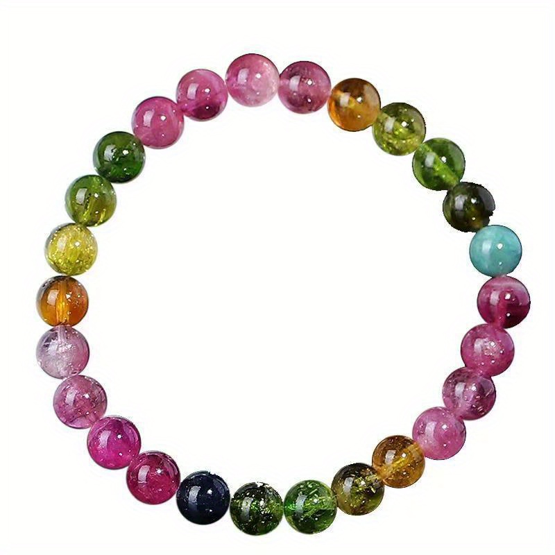 2pcs Natural Rainbow Bracelets Set Colorful Candy Colored Jewelry